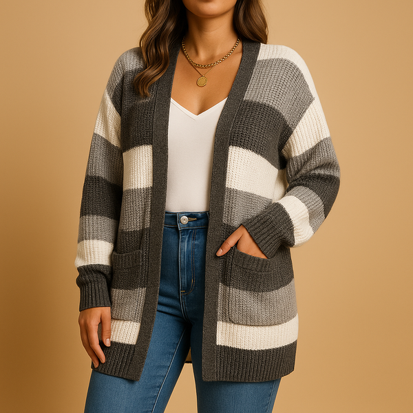 Cardigan Femme | Élégant Cardigan à Carreaux avec Manches Bouffantes | Style Moderne pour Toutes Occasions 1